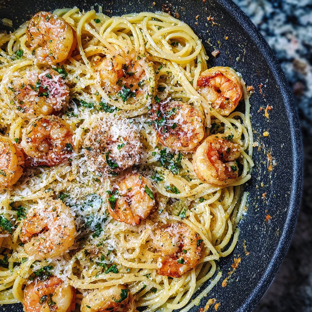 Garlic Parmesan Shrimp Pasta