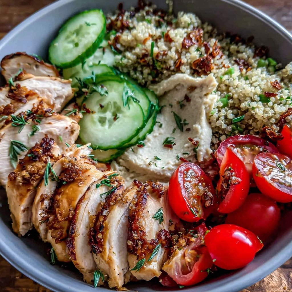 Chicken Hummus Protein Bowl