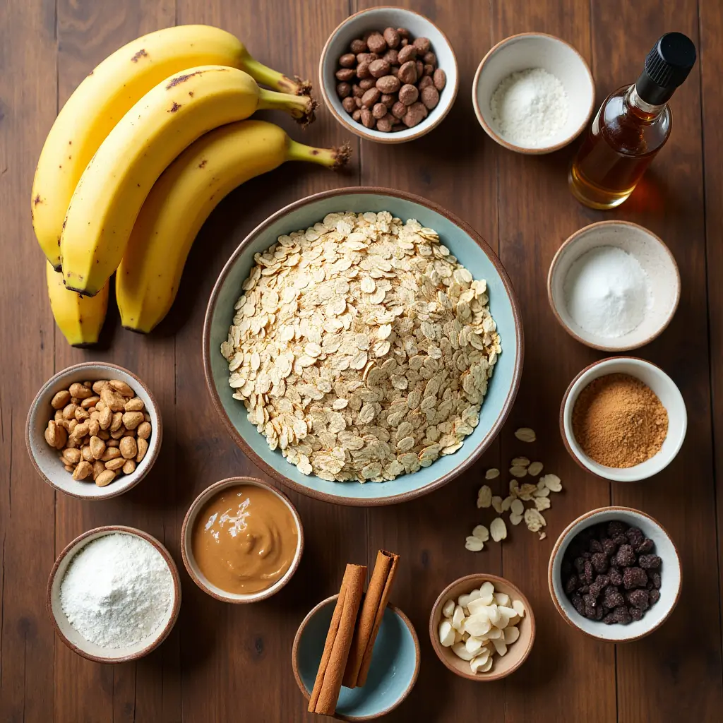 Ingredients for banana oatmeal cookies